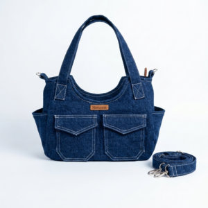 Mavicenza Çok Cepli Denim Omuz ve Çapraz Askılı Çanta (30x22x12 cm)